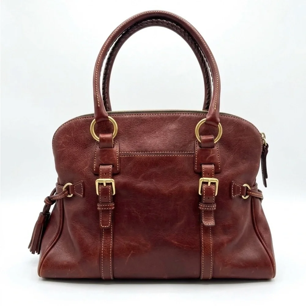 Dooney & Bourke Florentine Leather Domed Buckle Satchel in Bordeaux